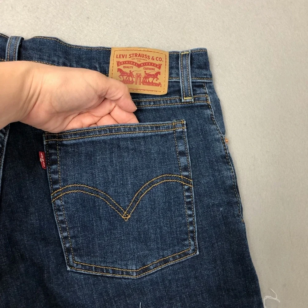 Levi Red Tab Cutoff Jean Shorts Womens 32 14 Blue Denim High Rise Festival